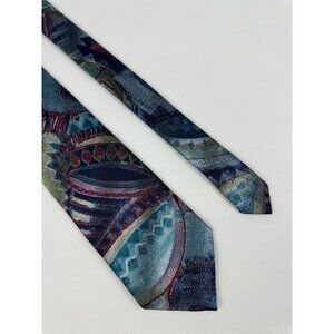 Vintage Rivercrest Mens Abstract Geometric Pattern Tie Multicolor Made In USA